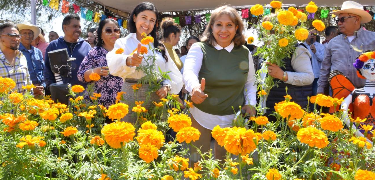Inician actividades por Día de Muertos en soledad; alcaldesa realiza corte simbólico de cempasúchil