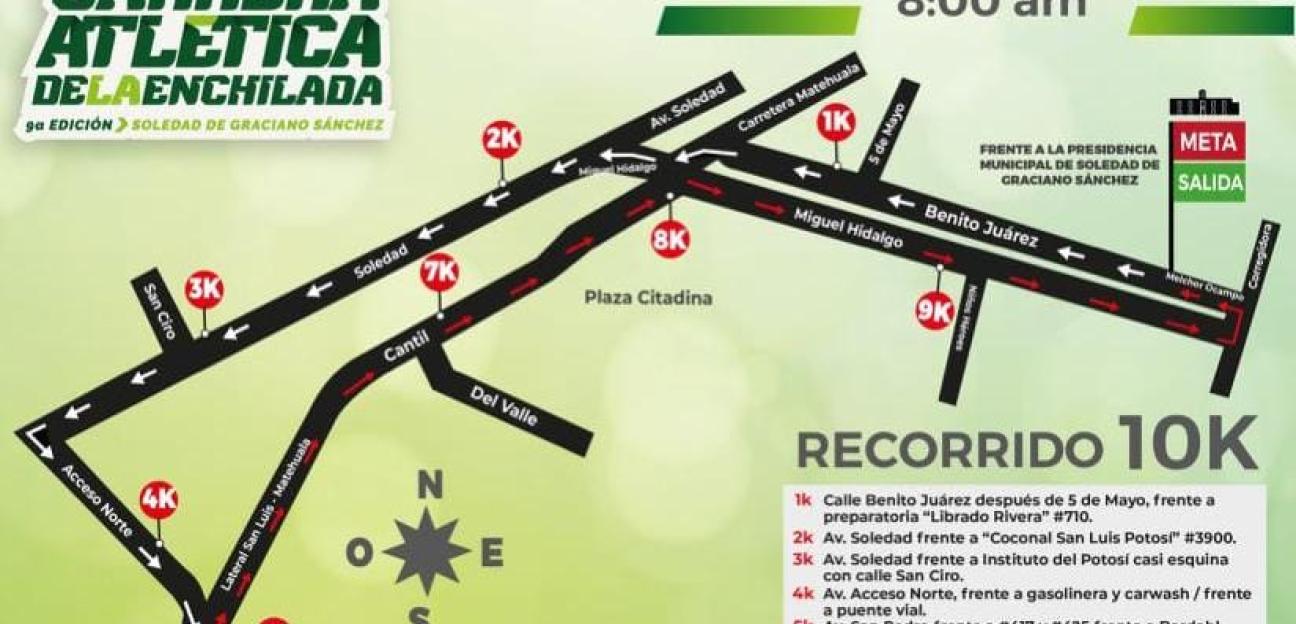 Tránsito y Policía Vial de Soledad informa de dispositivo vial por Carrera Atlética de la Enchilada