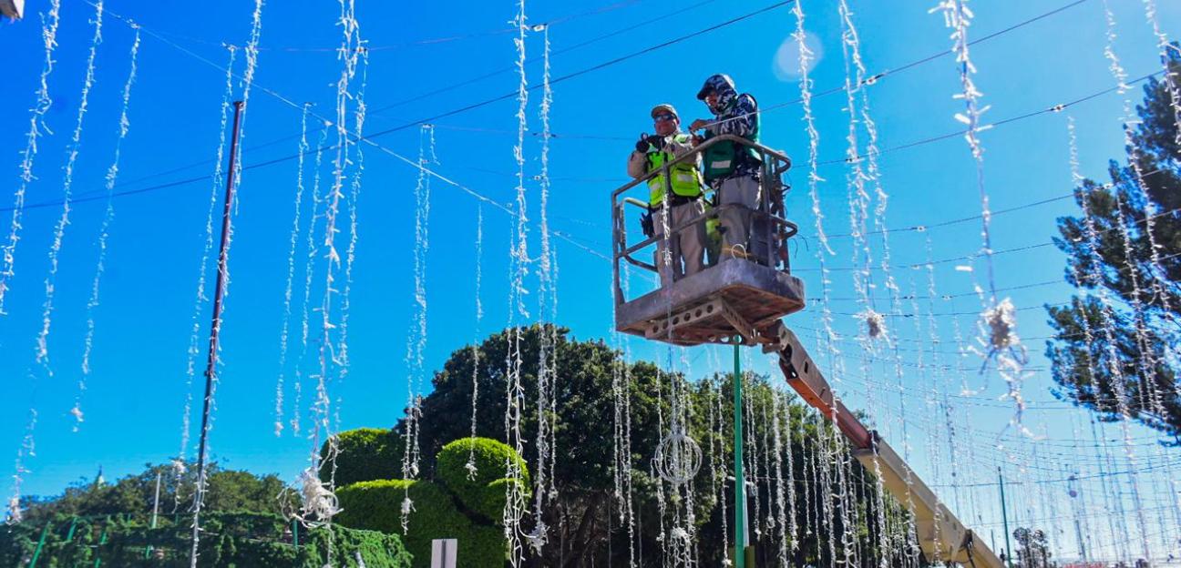 Gobierno Soledense inicia decoración en instalación de árbol navideño en Plaza Principal