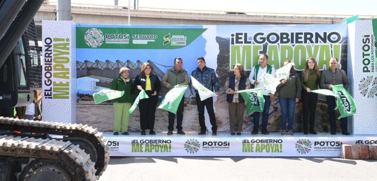 En Soledad, Juan Manuel Navarro y Ricardo Gallardo inician construcción del puente vehicular más imponente de SLP